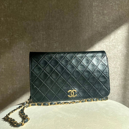 Vintage Chanel Full Flap Bag Black