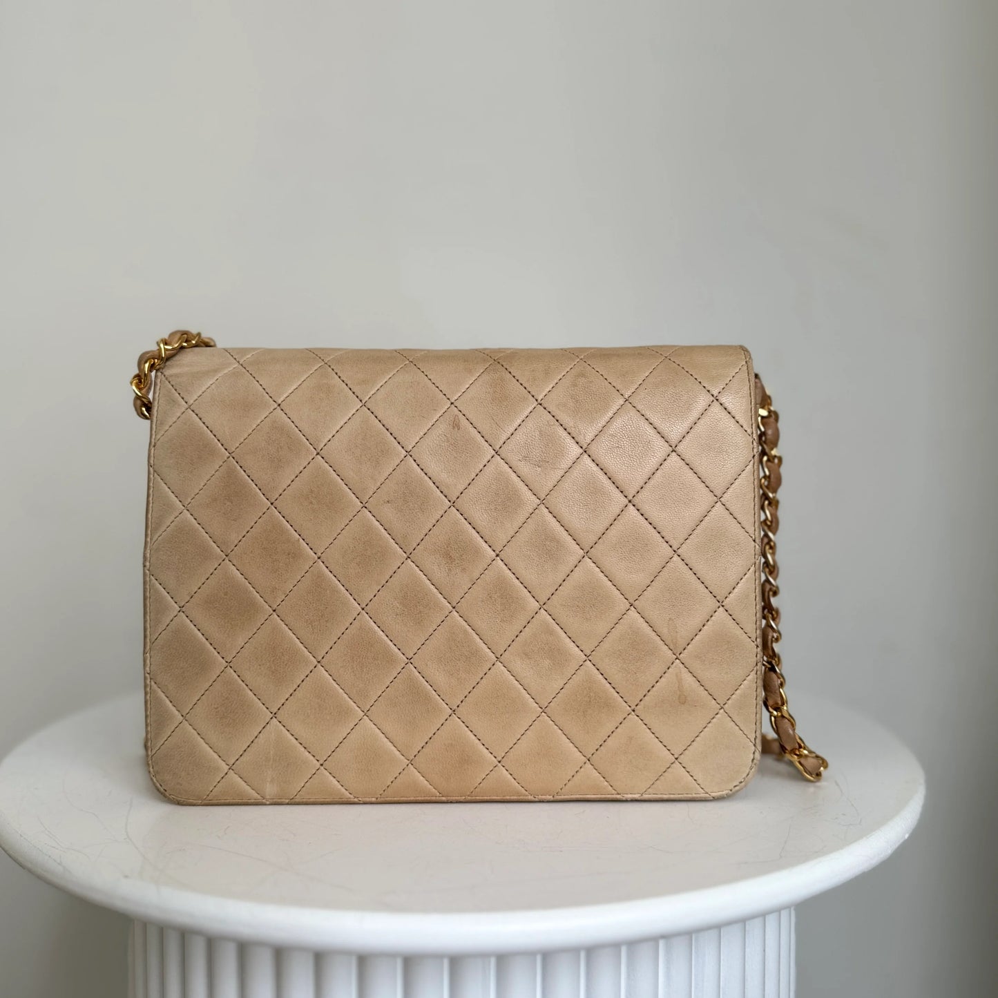 Chanel Single Flapbag Beige Small 76 cm