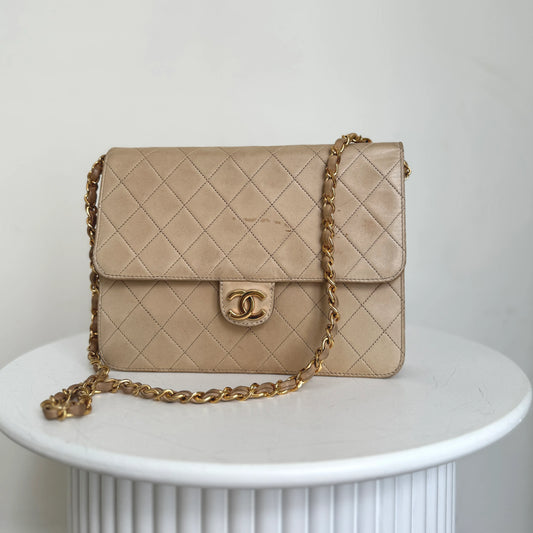 Chanel Single Flapbag Beige Small 76 cm