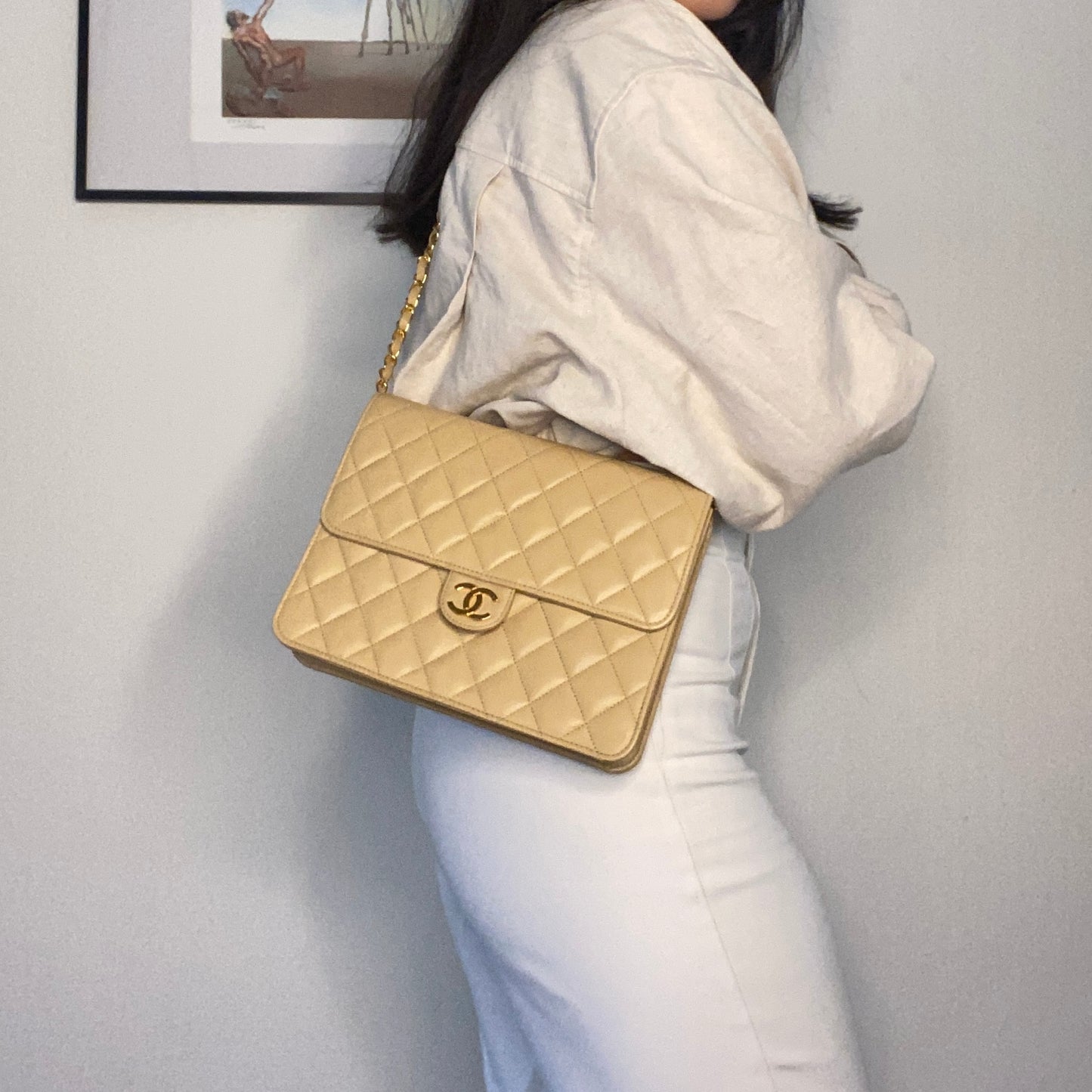 Chanel Single Flapbag Beige GWH SMALL