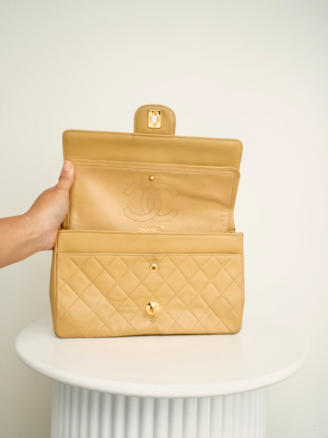 Chanel Double Flap Beige