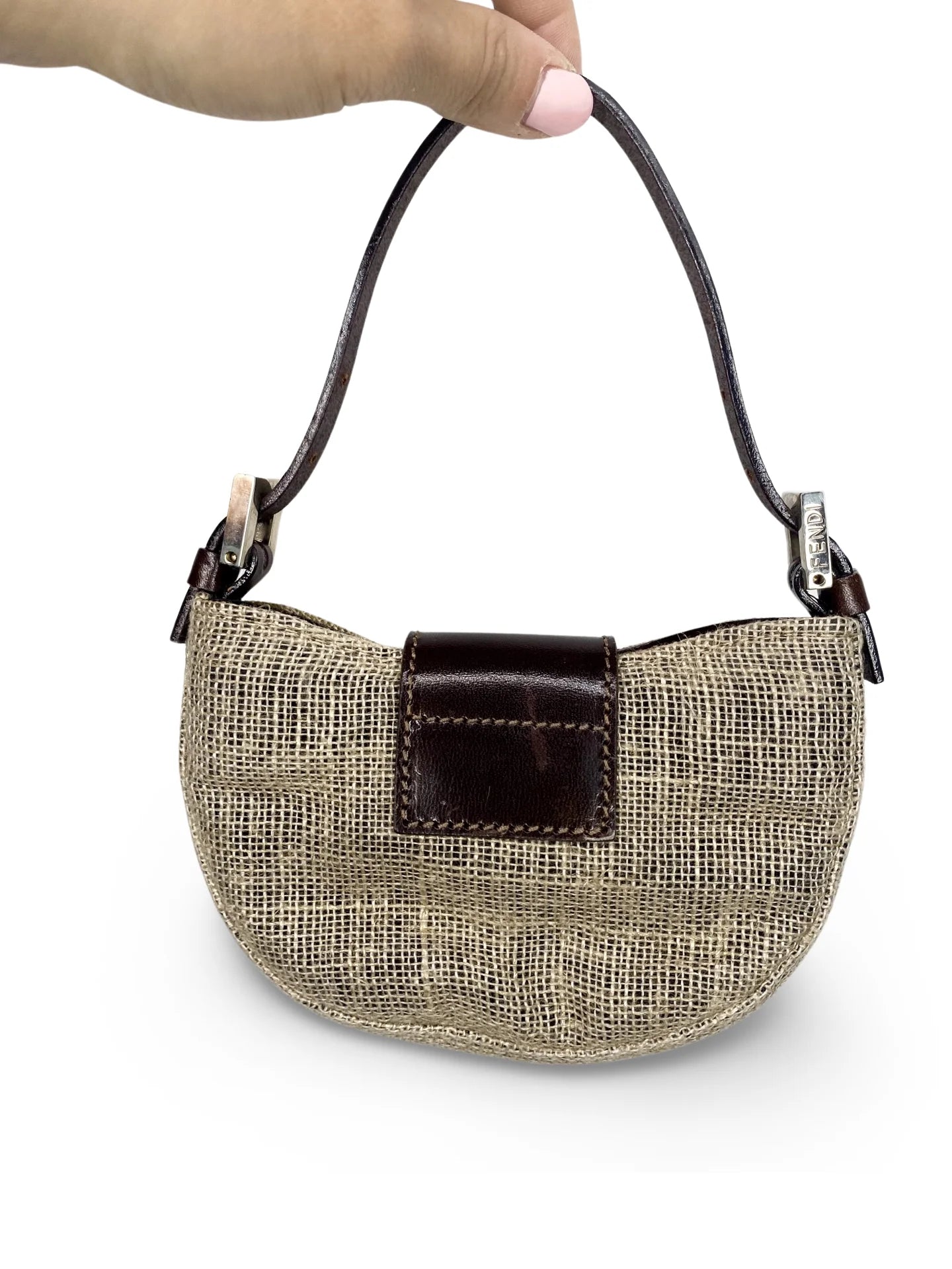 Fendi Mini Croissant Bag Beige Jute