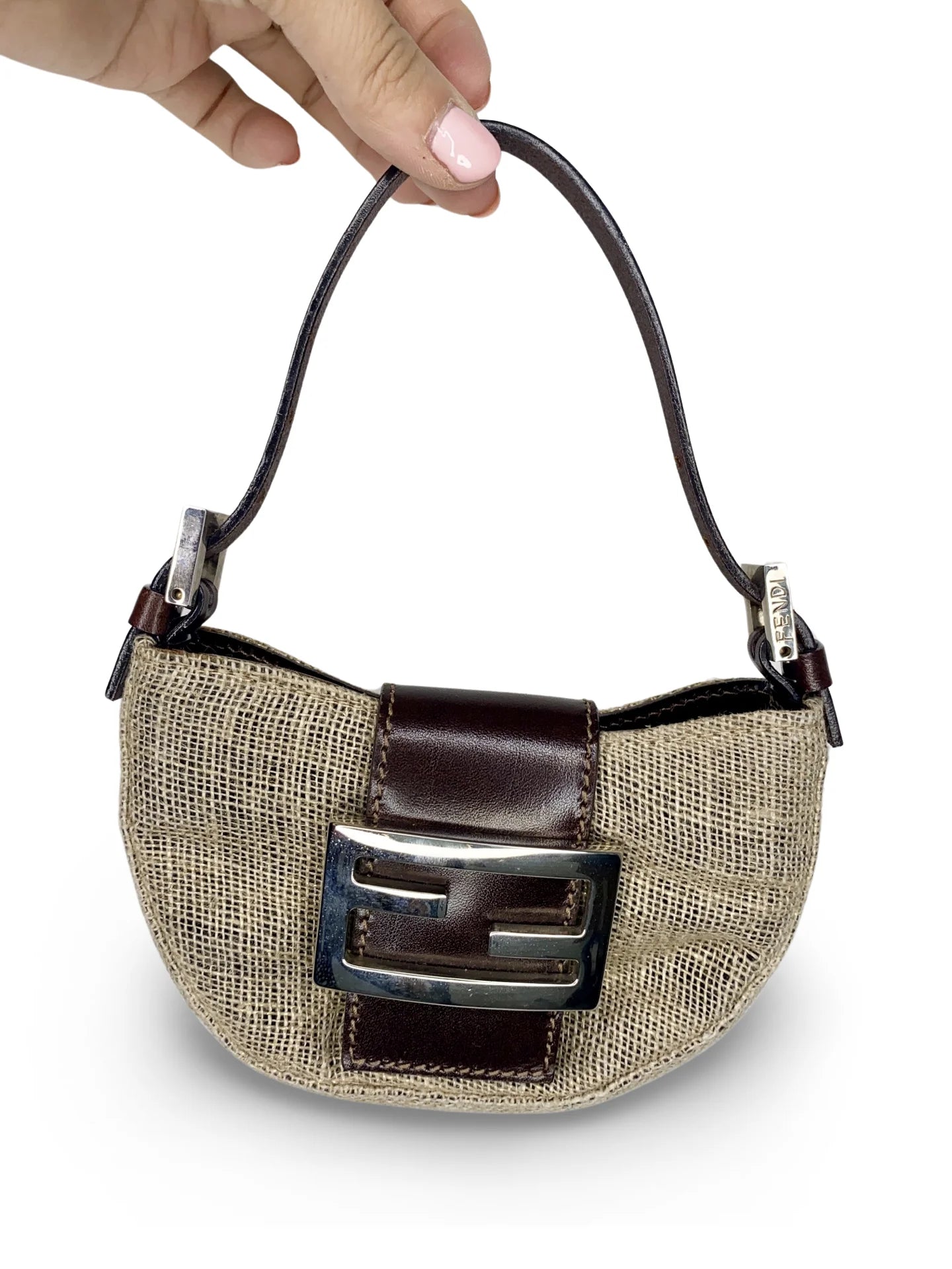 Fendi Mini Croissant Bag Beige Jute