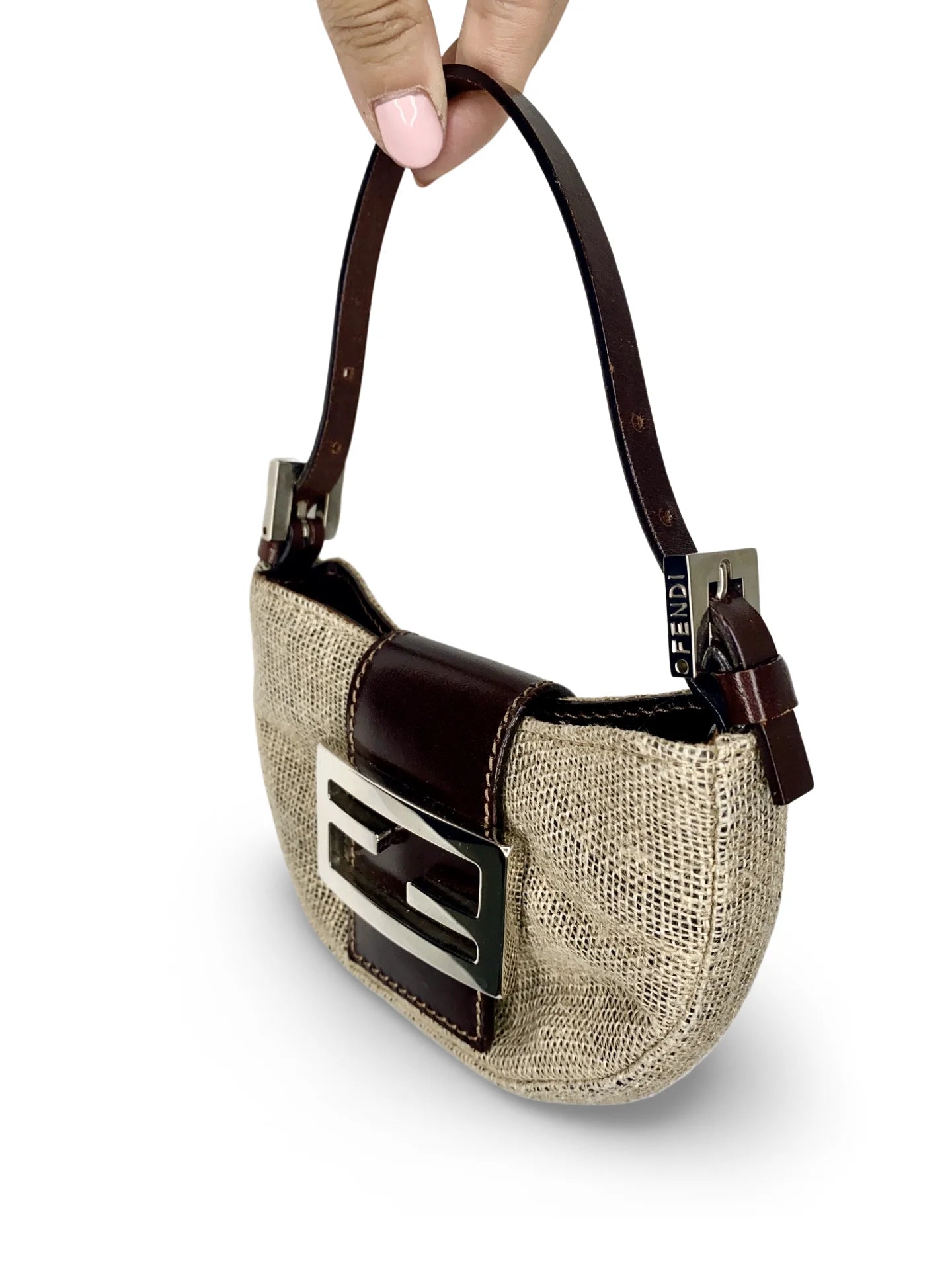 Fendi Mini Croissant Bag Beige Jute