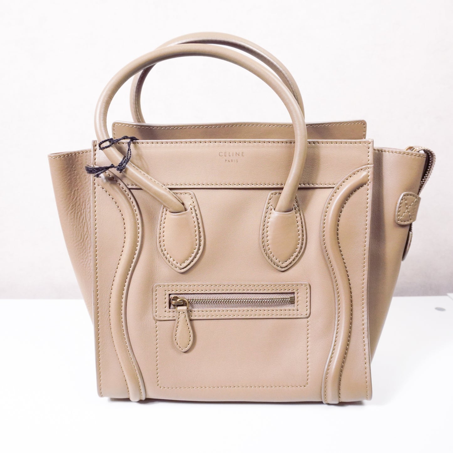 Celine Micro Luggage Shopper Brown + label