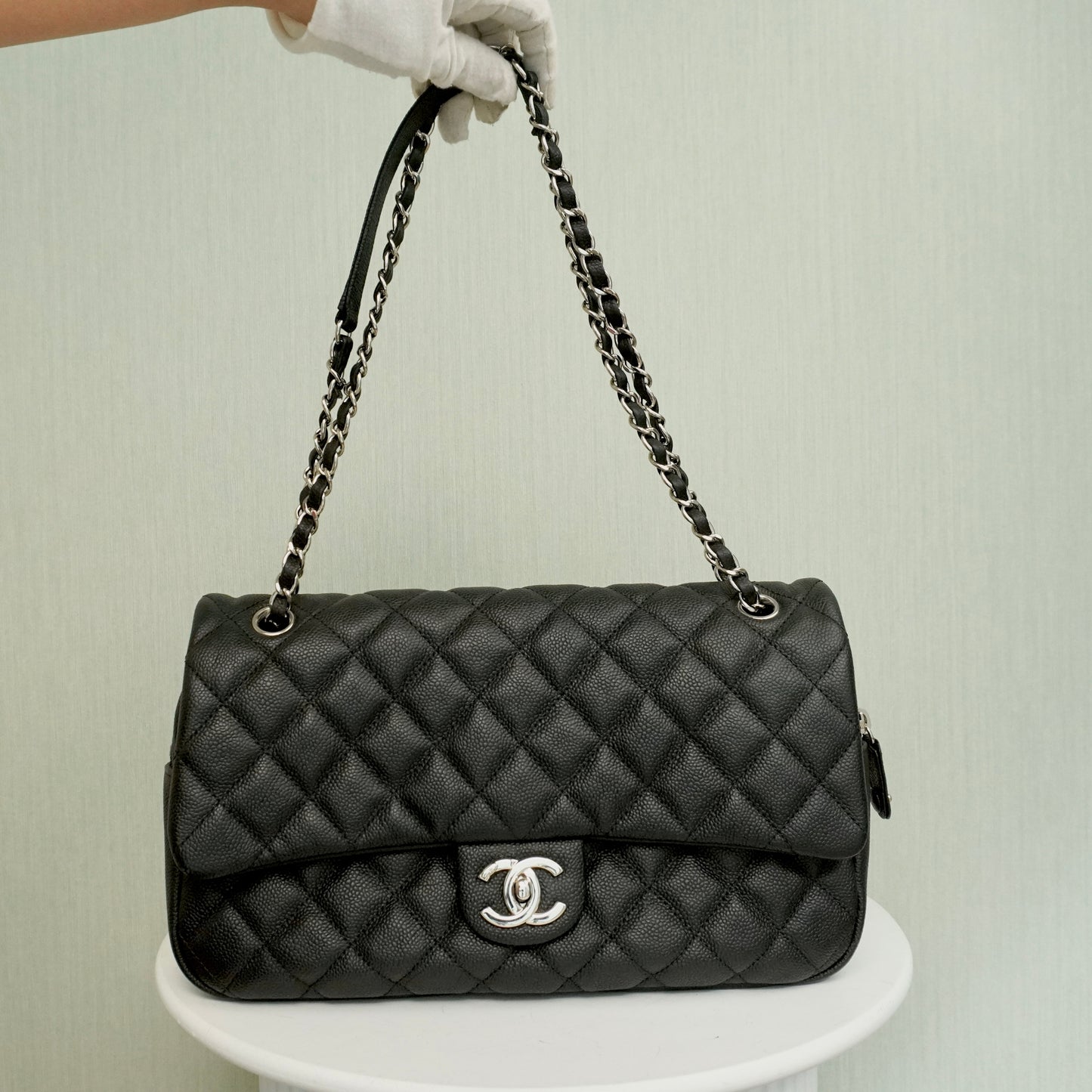 Chanel Easy Flap Bag Jumbo Caviar SHW