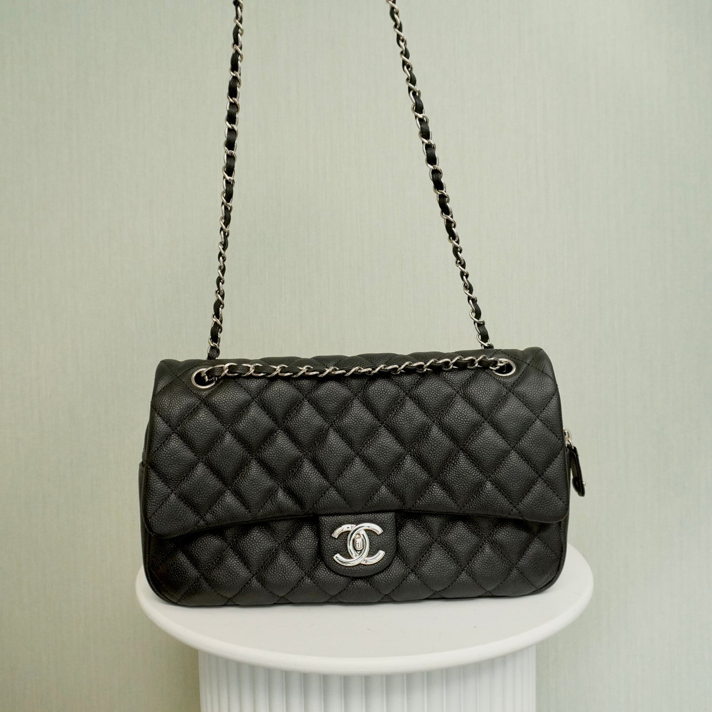 Chanel Easy Flap Bag Jumbo Caviar SHW