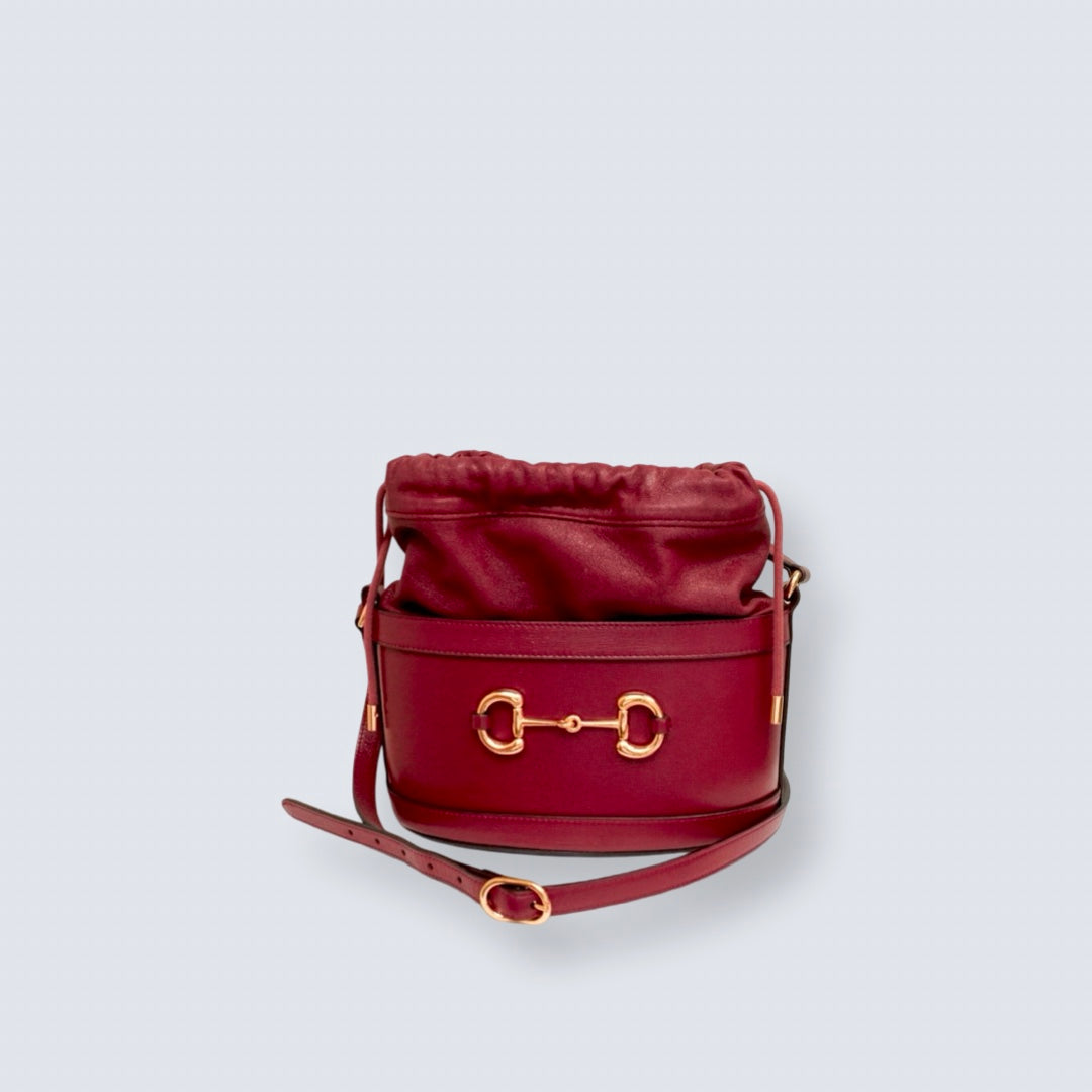 Gucci Horsebit 1955 Bucket Bag Cherry Red