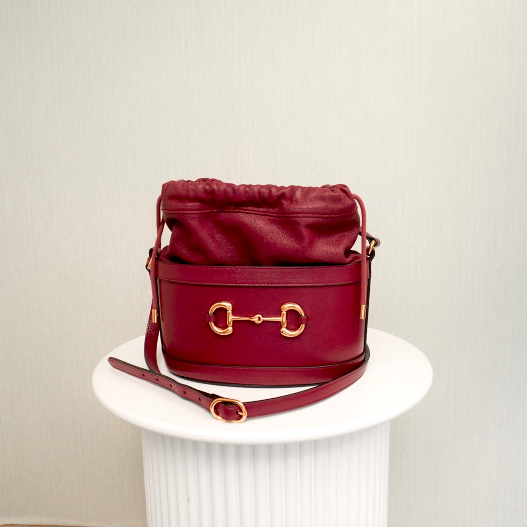 Gucci Horsebit 1955 Bucket Bag Cherry Red