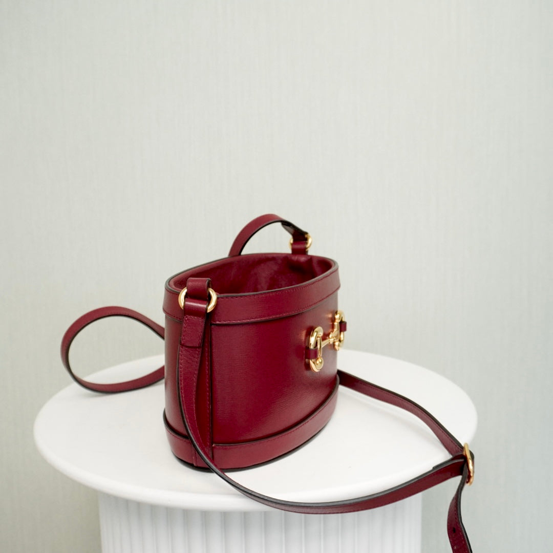 Gucci Horsebit 1955 Bucket Bag Cherry Red